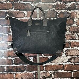 BRIC’S Luggage Weekend Traveler Large Bag Black Leather Duffle Italian Milano